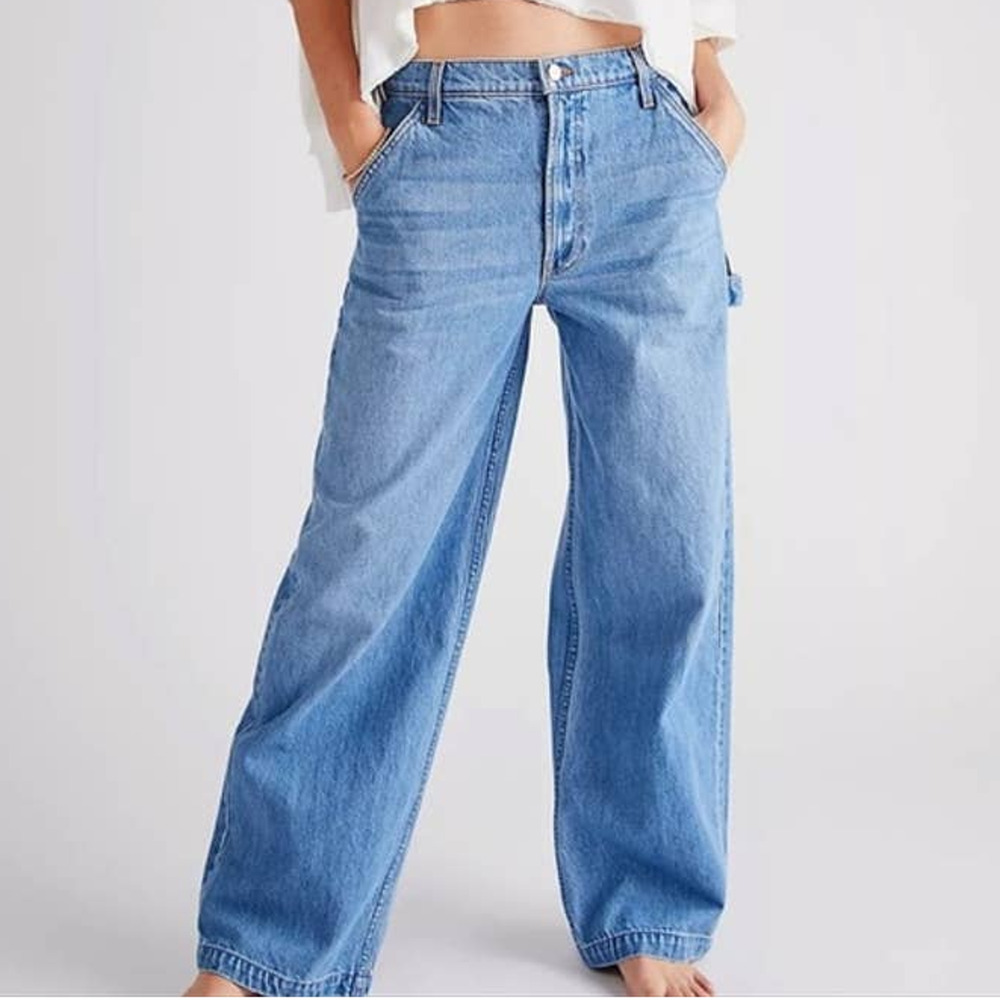 Mother Snacks! NWT The Fun Dip Utility Puddle Jeans Size 28 80s 90s Wide-Leg